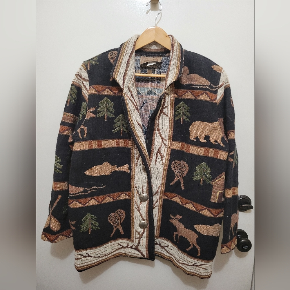 Women's Painted Pony Nature-Inspired Blazer - Black and Brown